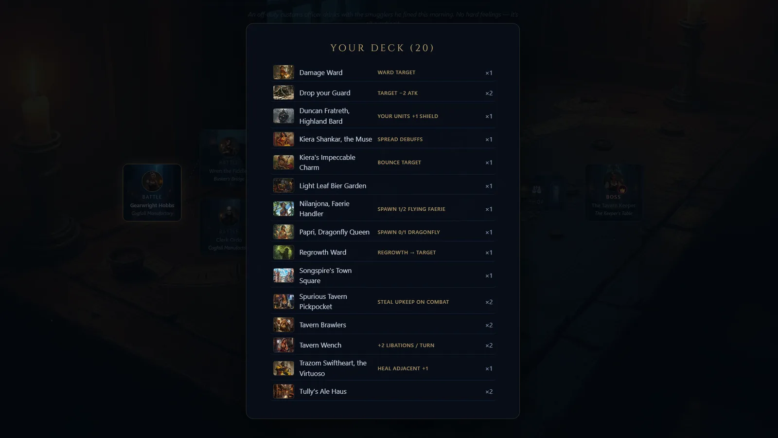 Spirefall gameplay — deck and commander view